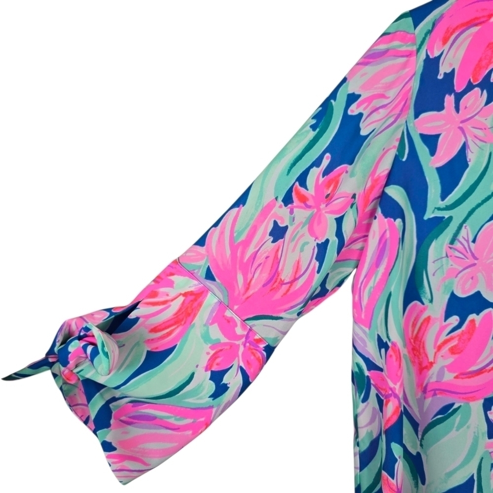 NWOT Lilly Pulitzer Langston Women's Top In Dream A Little Dream Tie Sleeves M - Picture 5 of 12